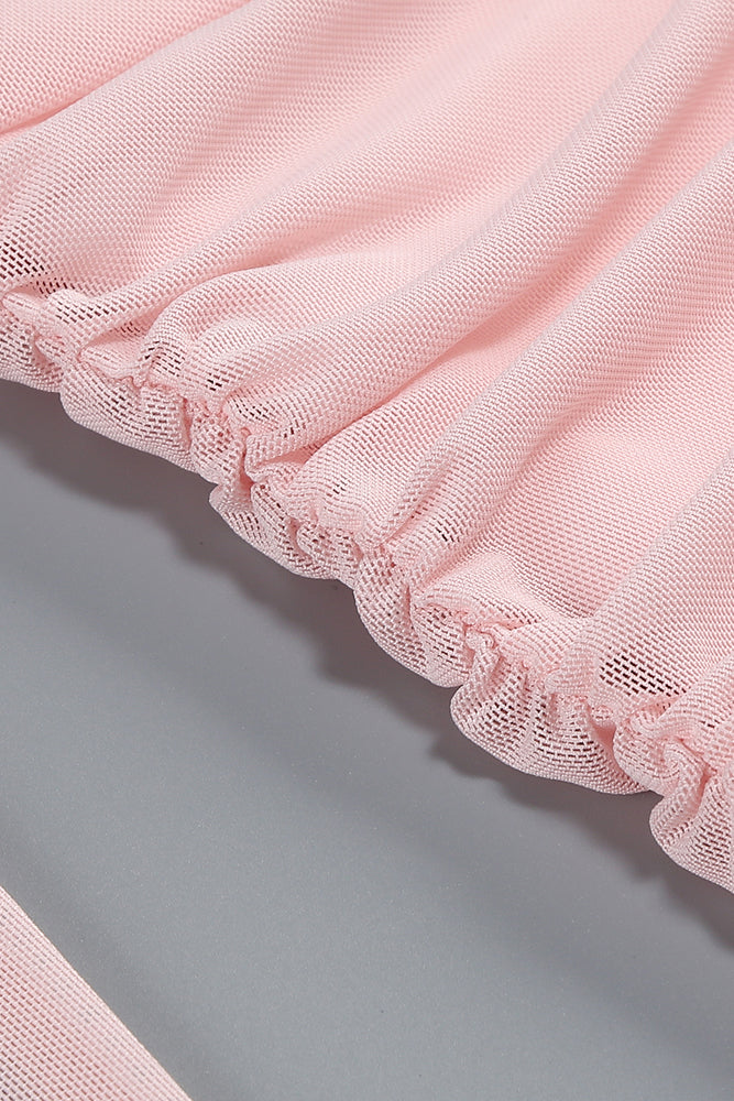 Long Sleeve Draped Mesh Maxi Dress