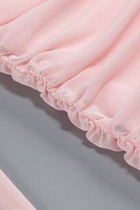 Long Sleeve Draped Mesh Maxi Dress