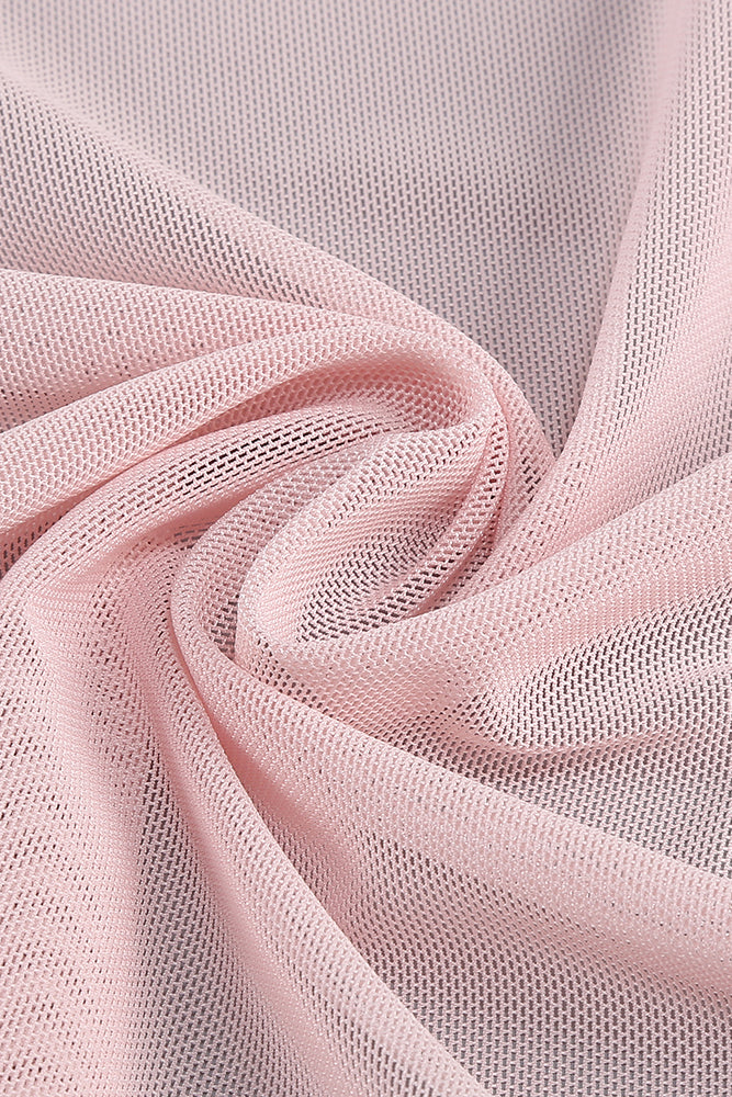 Long Sleeve Draped Mesh Maxi Dress