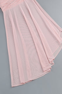 Long Sleeve Draped Mesh Maxi Dress