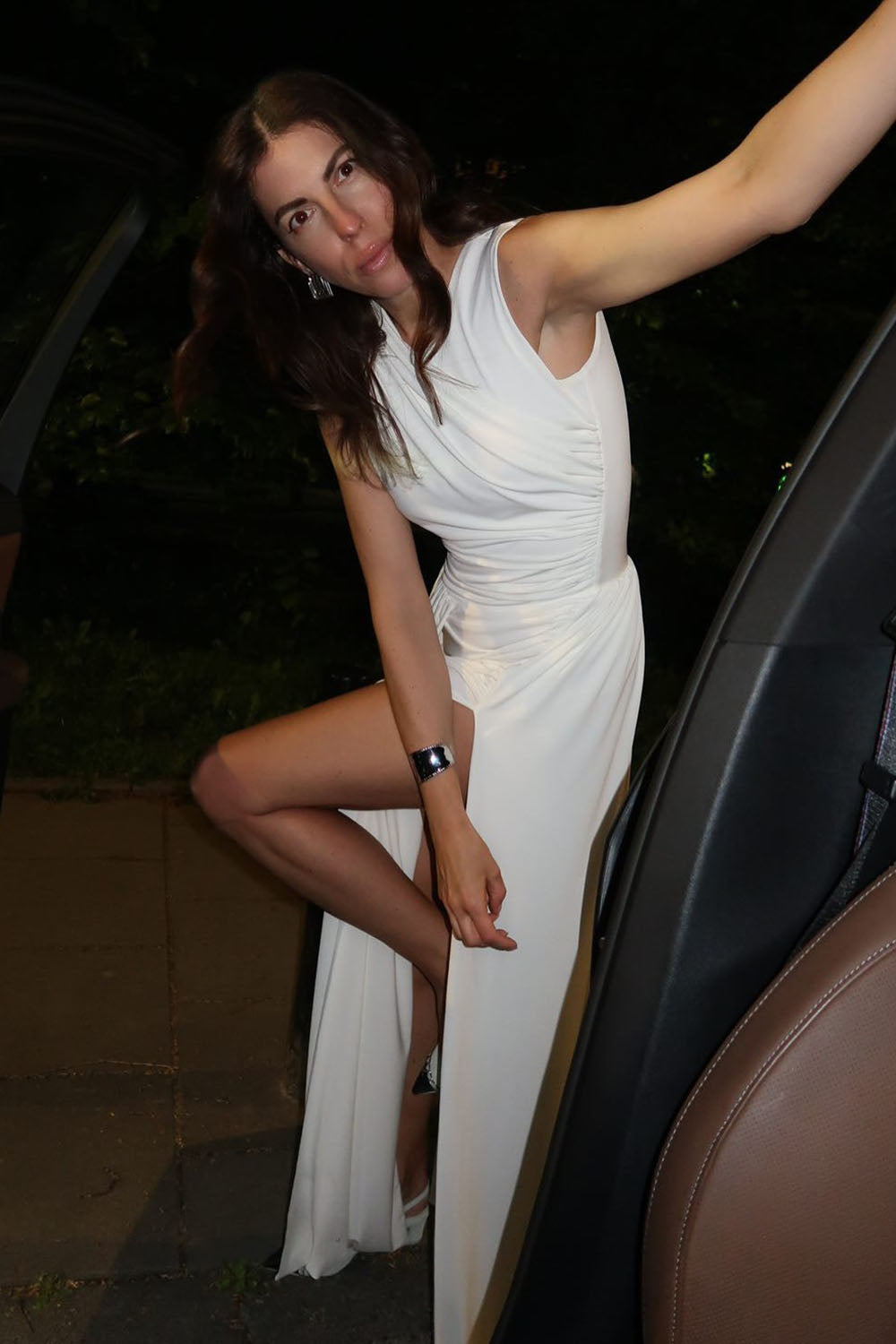 Draped Side Tail Slit Gown