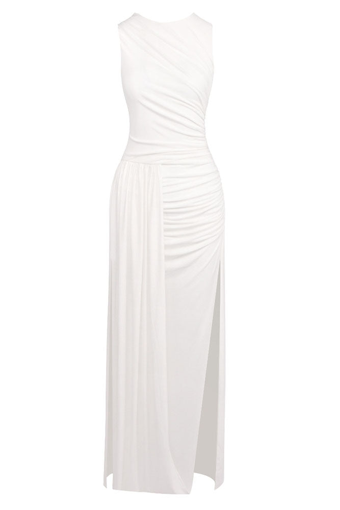 Draped Side Tail Slit Gown