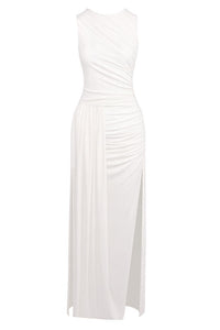 Draped Side Tail Slit Gown