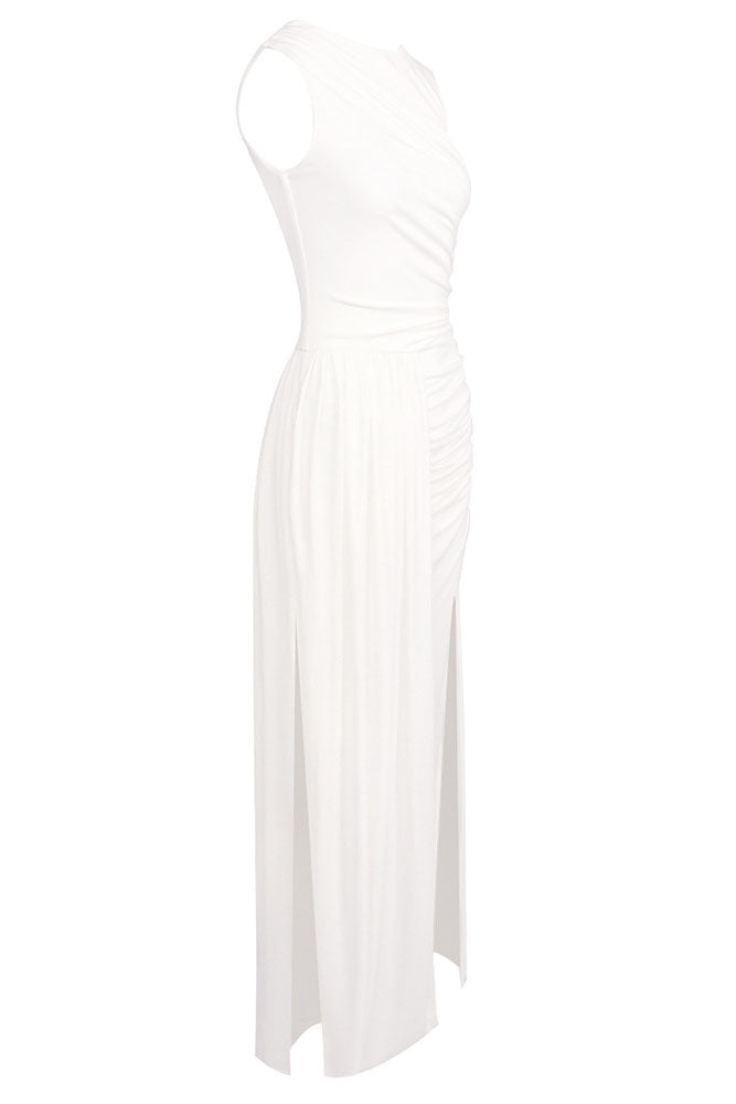 Draped Side Tail Slit Gown
