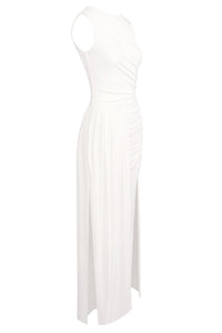 Draped Side Tail Slit Gown