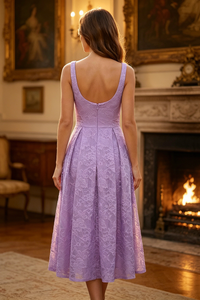 Floral Burnout Bridesmaid Dress in Lilac
