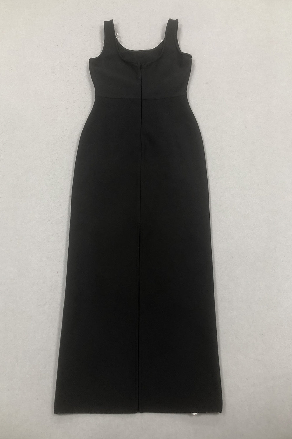 Floral Crystal Applique Body-Con Maxi Dress