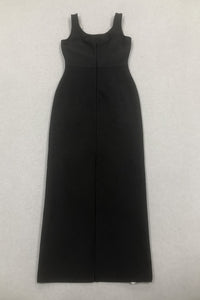 Floral Crystal Applique Body-Con Maxi Dress