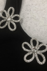 Floral Crystal Applique Body-Con Maxi Dress