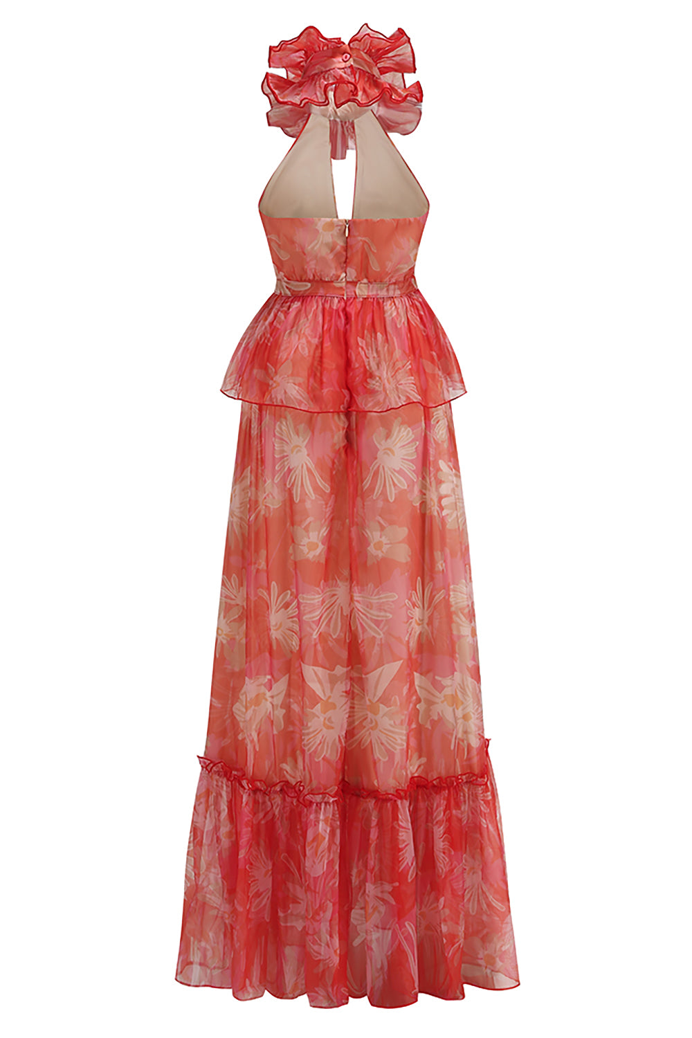 Floral Printed Cut Out A-Line Maxi Dress IULOVER Floral Printed Cut Out A-Line Maxi Dress IULOVER