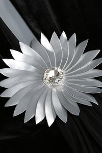 Flower Belt V-Neck Long Sleeved Maxi Dress In Black