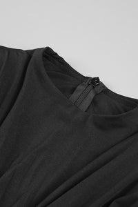 Gathered Crystal Bodycon Contour Maxi Dress in Black