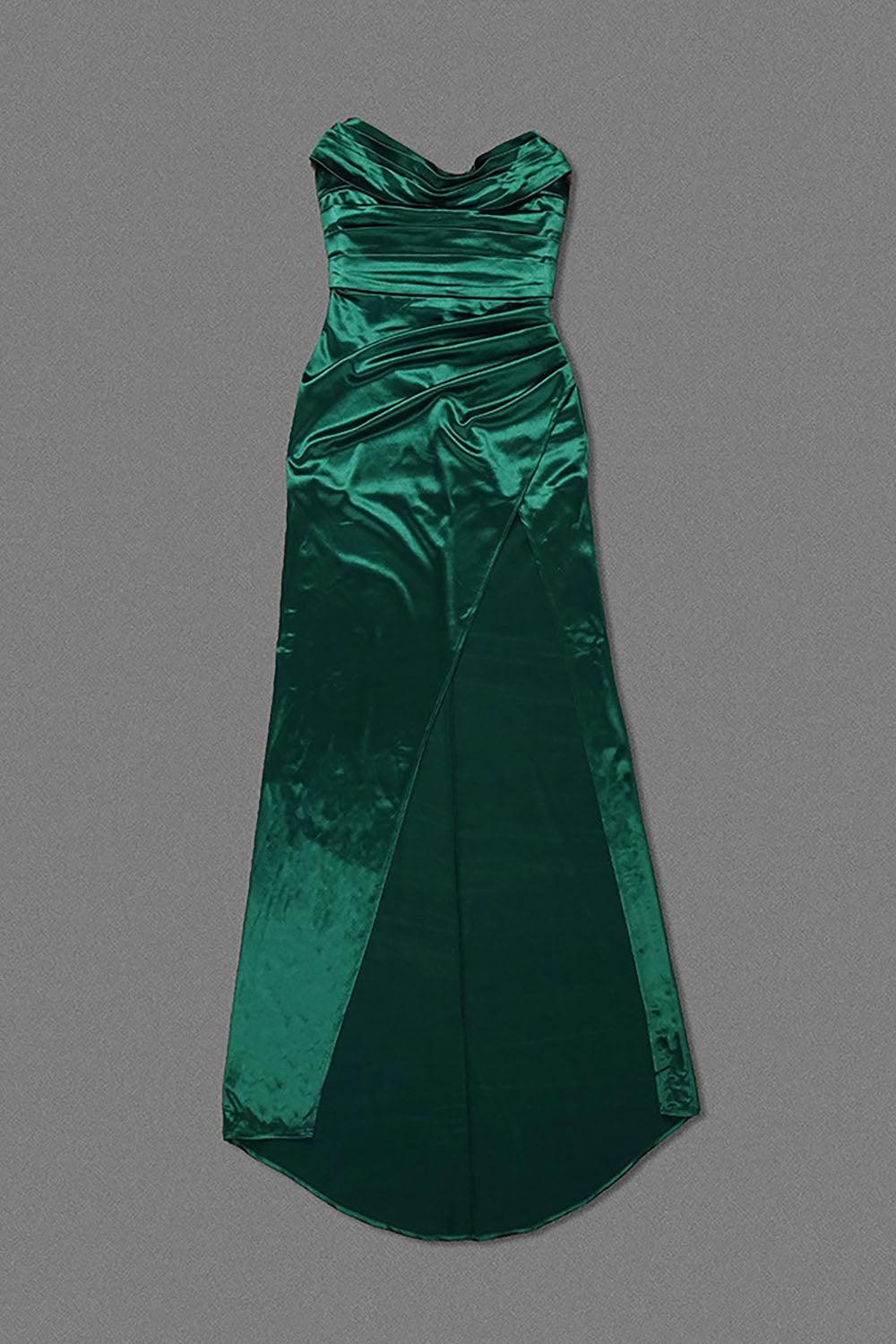 Nagini Green Draped Strapless Maxi Dress w/ Slit