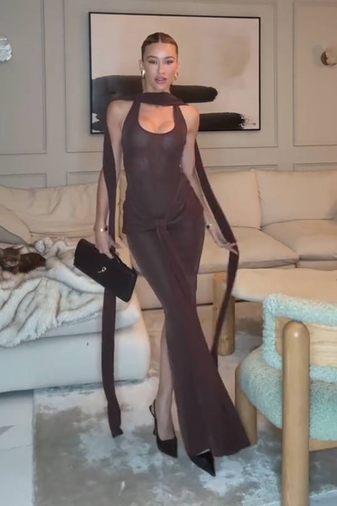 Halter Open Back Maxi Dress