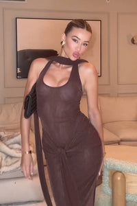 Halter Open Back Maxi Dress