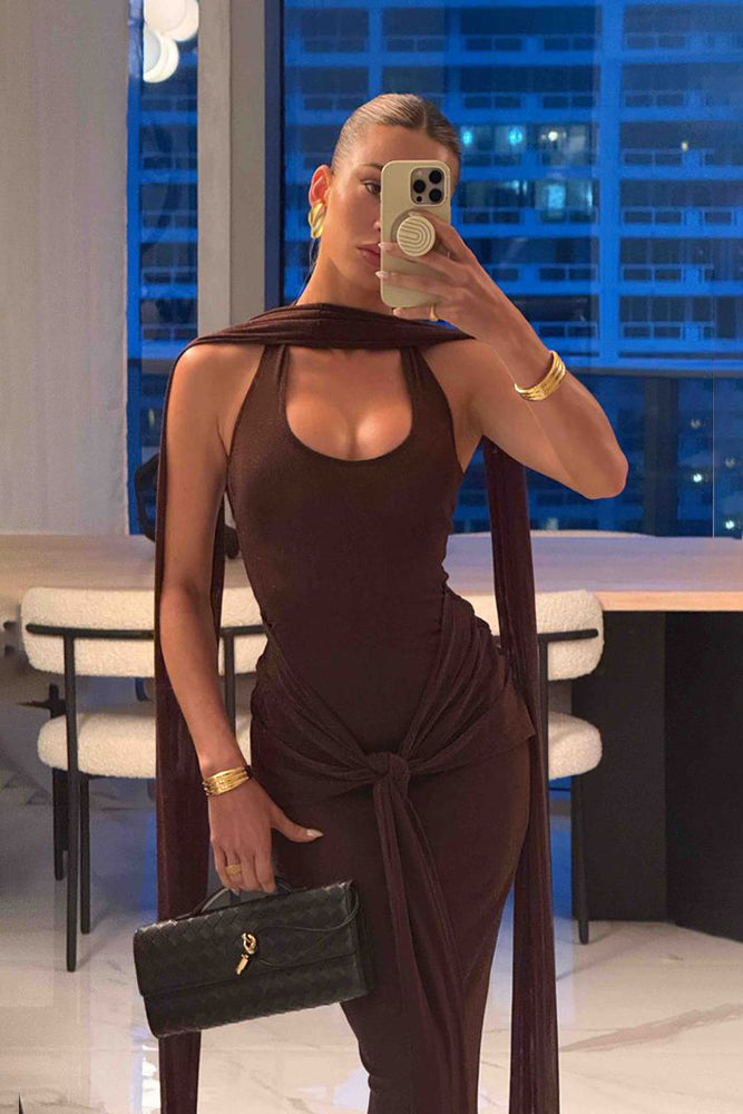 Halter Open Back Maxi Dress