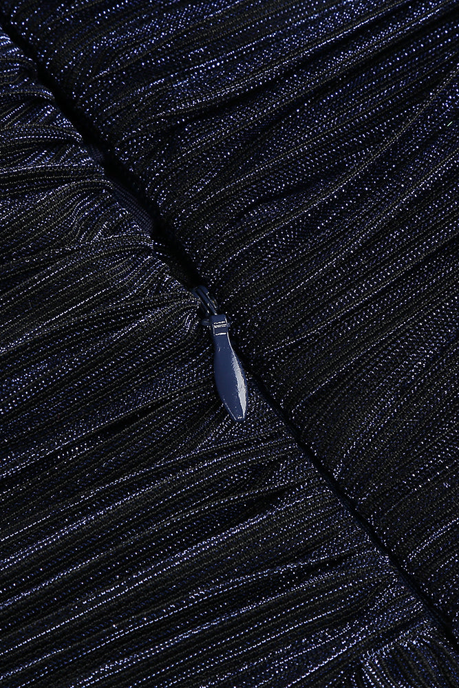 Halter-neck Ring-detail Pleated Gown