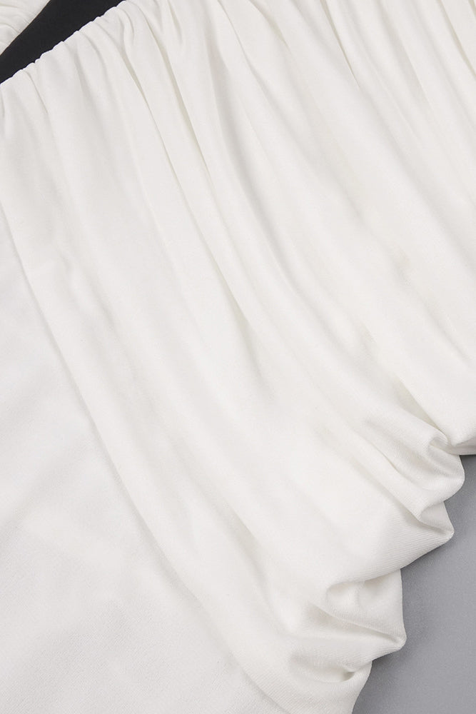 Halter Backless Colorblock Pleated Gown