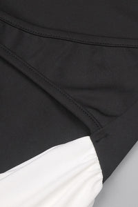 Halter Backless Colorblock Pleated Gown