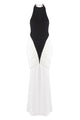 Halter Backless Colorblock Pleated Gown