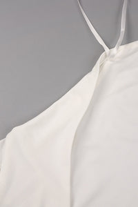 Halter Backless Gathered Maxi Dress in white