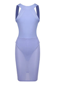 Halter Backless Mesh Bandge Mini Dress