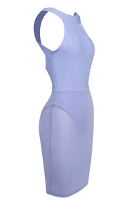 Halter Backless Mesh Bandge Mini Dress