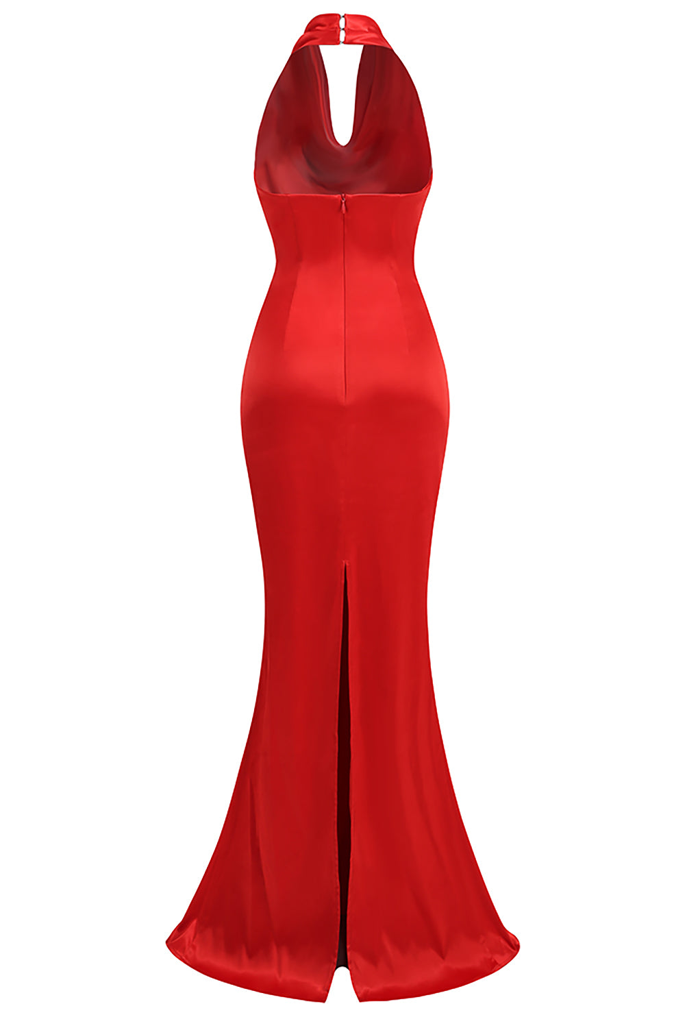 Halter Backless Pleats Satin Maxi Dress IULOVER Halter Backless Pleats Satin Maxi Dress IULOVER