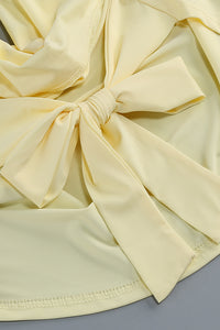 Halter Backless Ruched Mini Dress Yellow
