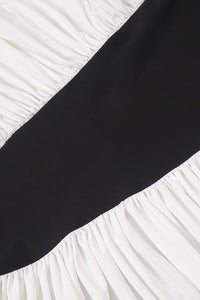 Halter Backless Ruched Colorblock Dress