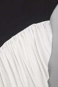 Halter Backless Ruched Colorblock Dress