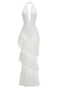 Halter Backless Tulle Maxi Dress