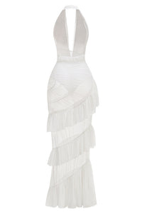 Halter Backless Tulle Maxi Dress