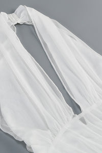 Halter Backless Tulle Maxi Dress