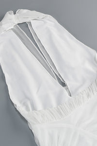 Halter Backless Tulle Maxi Dress