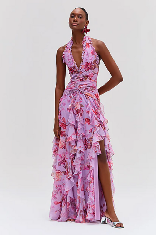 Halter Backless Floral Beach Dress – IULOVER