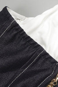 Halter Contrasted Bustier Drappy Maxi Dress