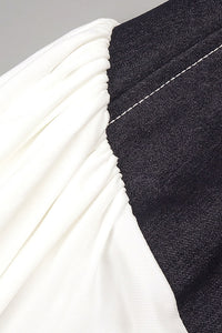 Halter Contrasted Bustier Drappy Maxi Dress