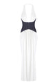 Halter Contrasted Bustier Drappy Maxi Dress