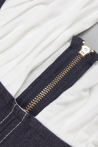 Halter Contrasted Bustier Drappy Maxi Dress