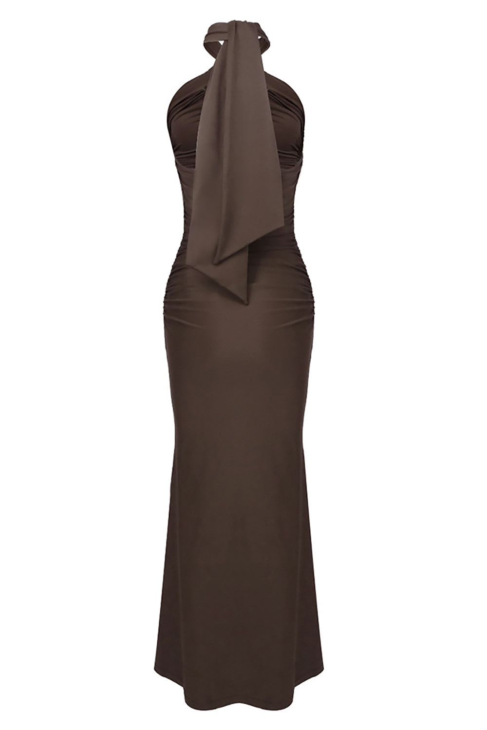 Halter Cross Neck Cut Out Maxi Dress Brown / Medium Halter Cross Neck Cut Out Maxi Dress Brown / Medium