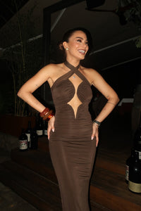 Halter Cross Neck Cut Out Maxi Dress