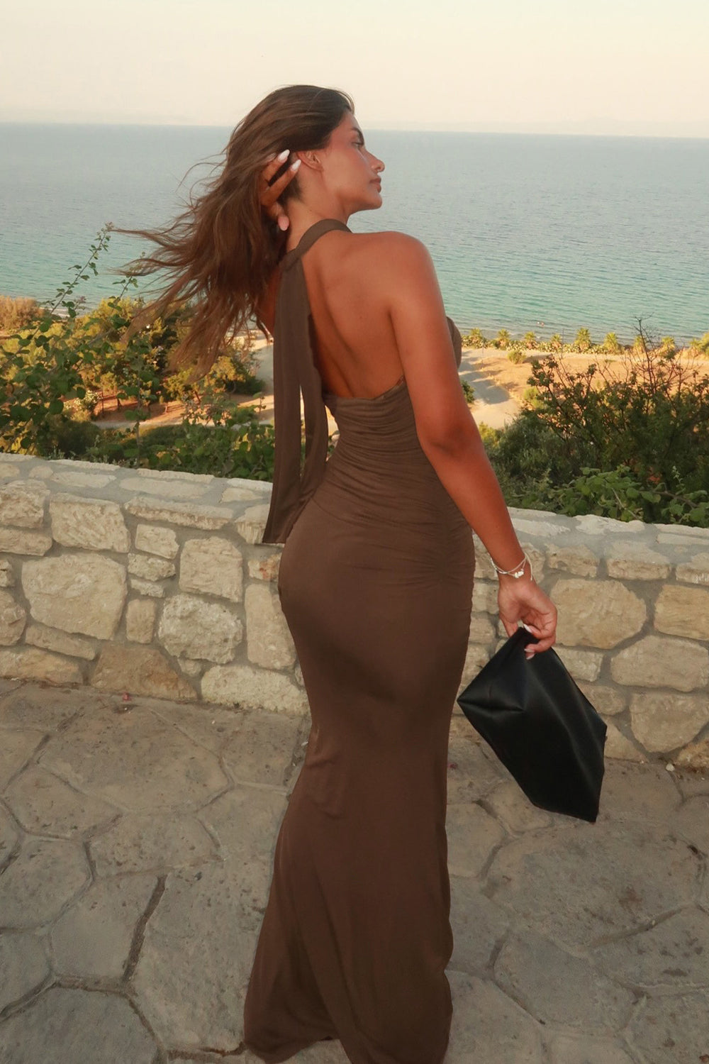 Halter Cross Neck Cut Out Maxi Dress