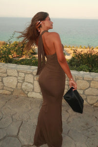 Halter Cross Neck Cut Out Maxi Dress