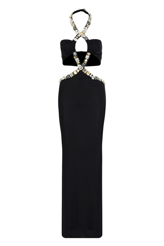 Halter Crystal-Trim Gown