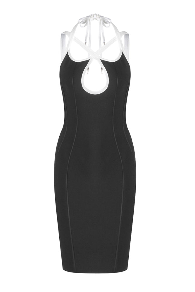 sachin and babi light blue dress BEAUKEY Sexy Knee Length Blue Bandage Dress Evening Women Halter Hollow  Backless Mesh Lace Bodycon Dress Party Club Red Vestidos