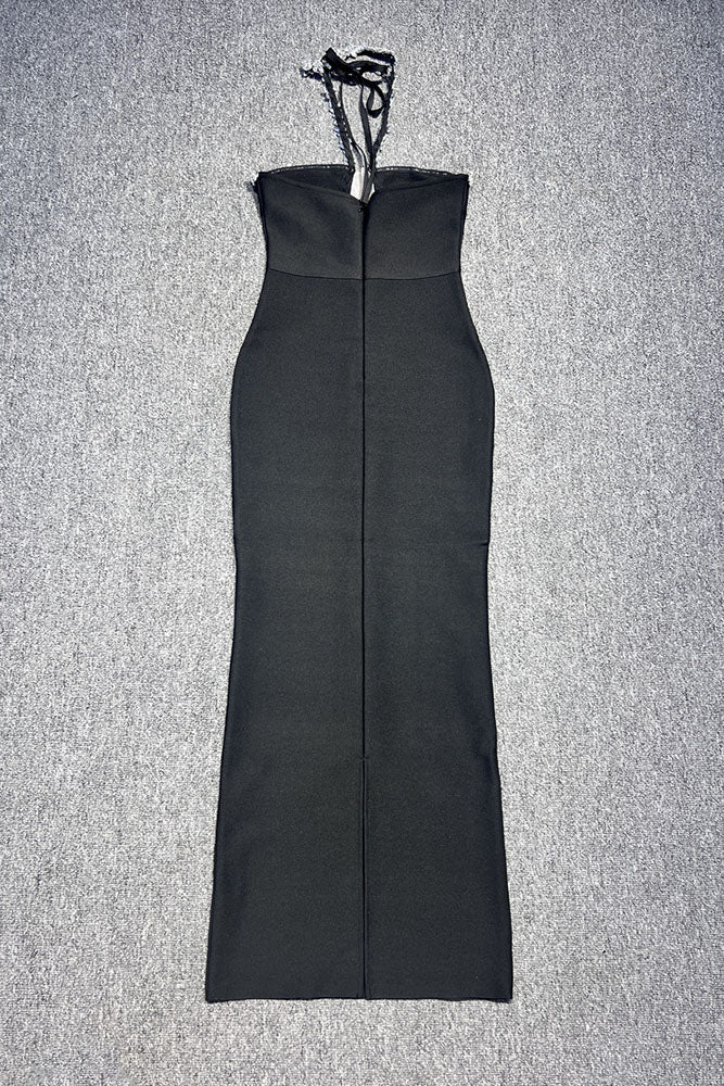 Halter Diamante Trim Bodycon Dresses