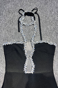 Vestidos Halter Diamante com Acabamento Bodycon