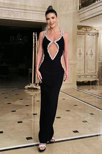 Halter Diamante Trim Gown