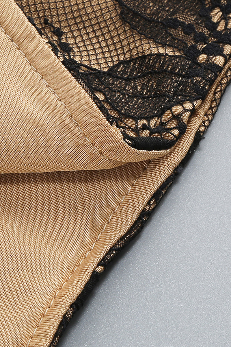 Halter Floral Lace Mini Dress in Black